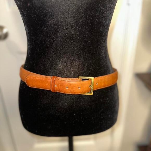 Coach 7600 British Tan Leather Belt Solid Brass Buckle Vintage USA Gorpcore 34 main image 6